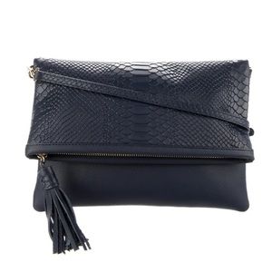 GIGI NEW YORK Rachel Fold-Over Clutch Navy